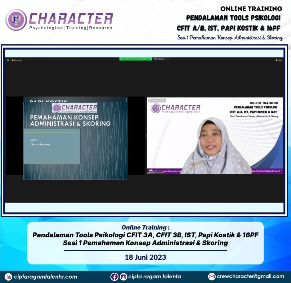 Online Training Pendalaman Tools Psikologi CFIT A/B, IST, Papi Kostik & 16PF – Sesi 1 Pemahaman Konsep Administrasi & Skoring
