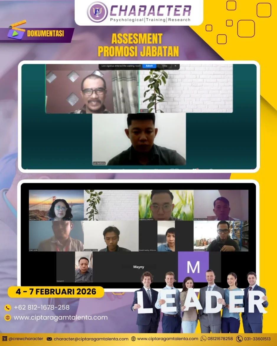 CHARACTER LAKSANAKAN ASSESEMENT CENTER UNTUK PROMOSI JABATAN PERUSAHAAN SECARA ONLINE